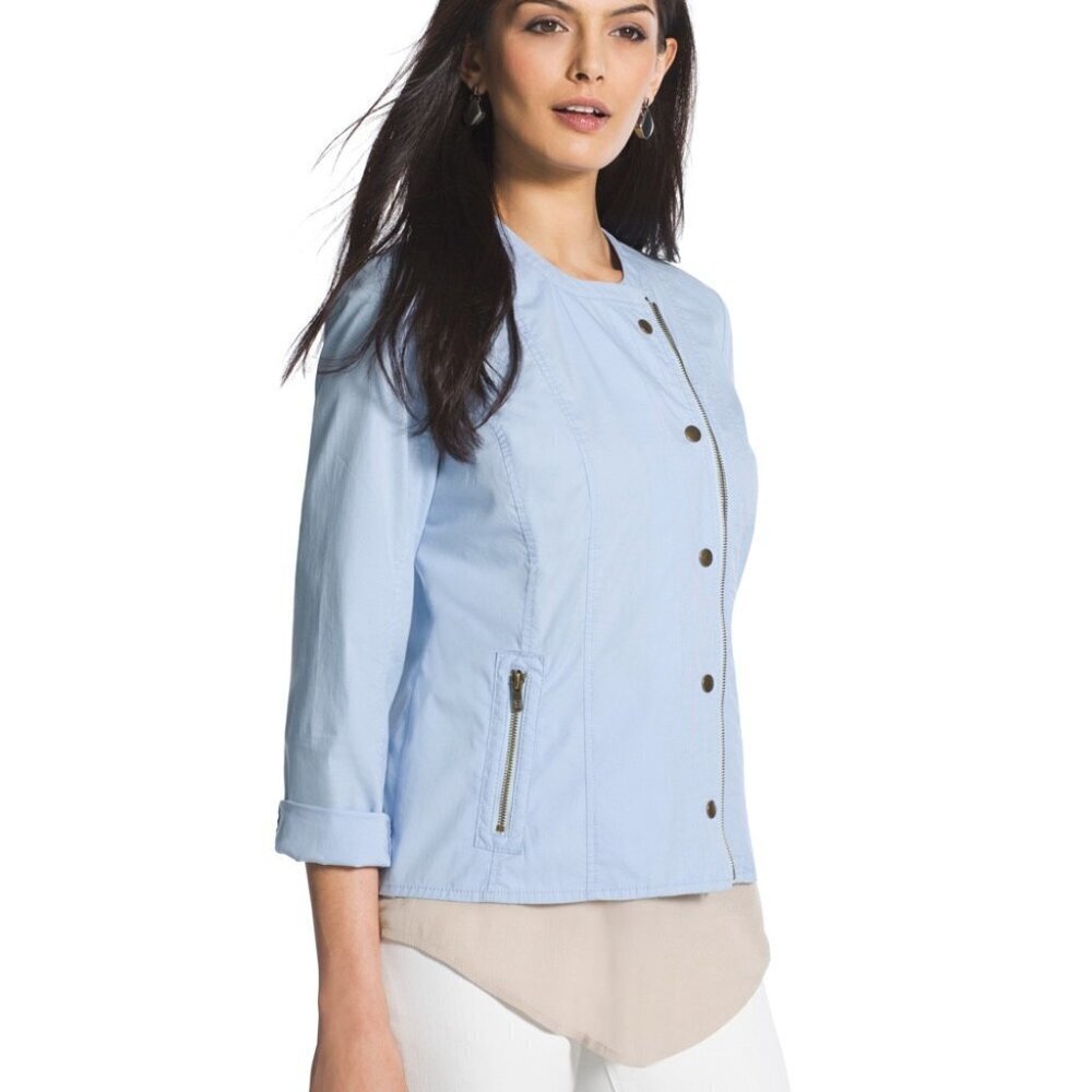 Chico’s Blue  Casual Cool Cotton Jacket‎ Full Zip Jacket Size M